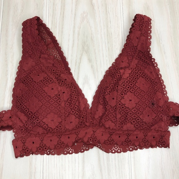 Aerie American Eagle Lace Bralette Olive Wine Pink - Picture 6 of 13